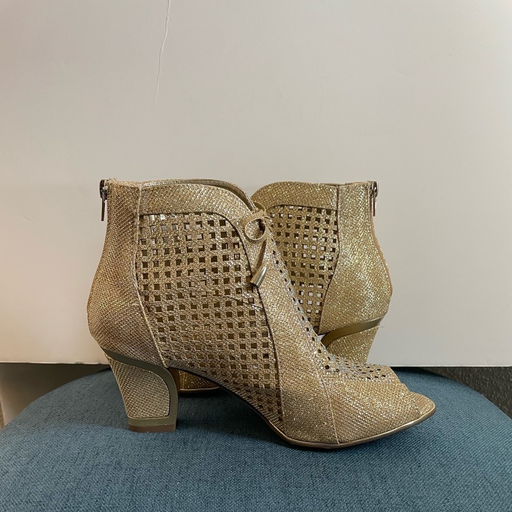 Valenti Franco Sassy 1 Peep Toe Glitter High Heels size 10 - Picture 9 of 11